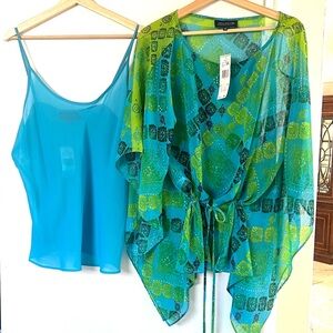 Jones New York Green and Blue Camisole Set